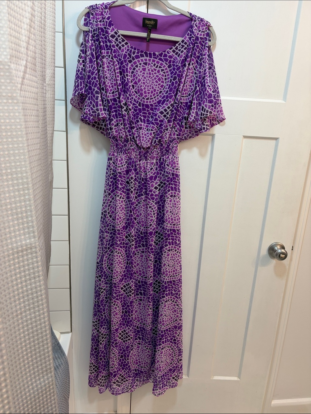 Laundry By Shelli Segal Purple Mosaic Maxi Dress